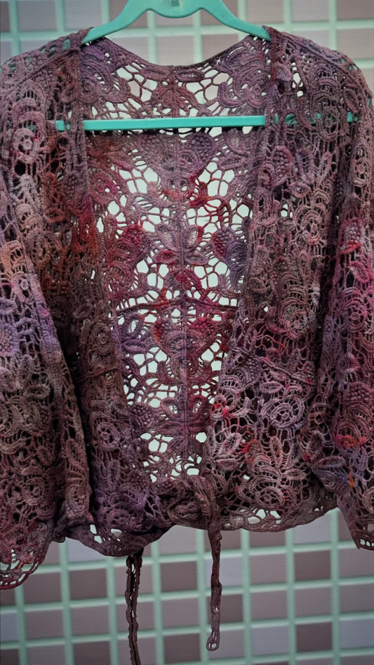 One Size Crocheted Shrug Lavender/Rust