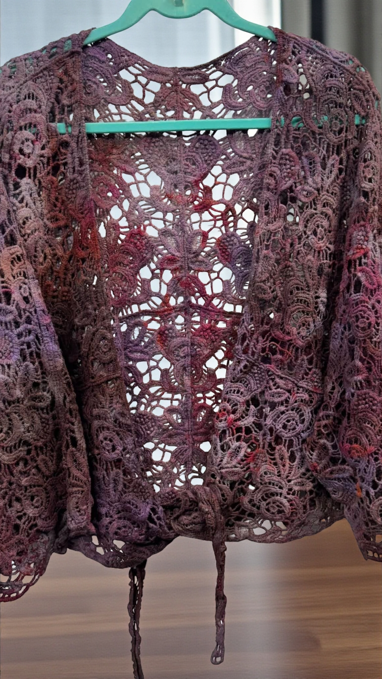 One Size Crocheted Shrug Lavender/Rust