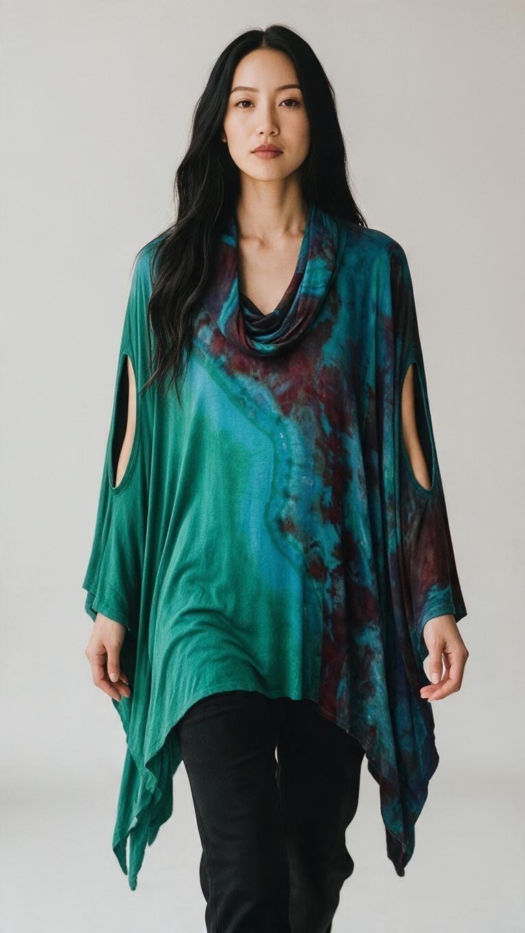 Delicious Aysemetrical One Size Cowl Neck Tunic
