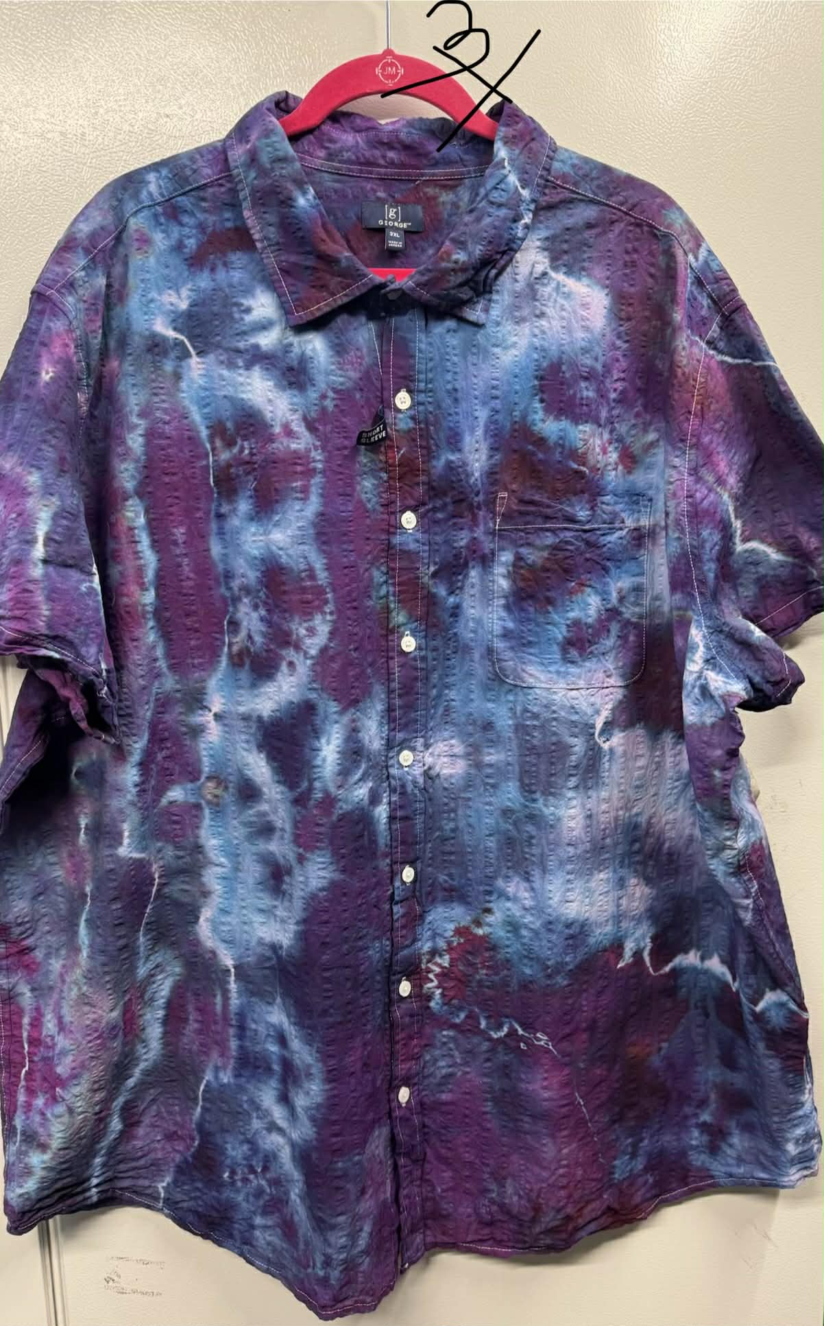 Man's 3XL Ice Dyed Shirt Sleeved Shirt