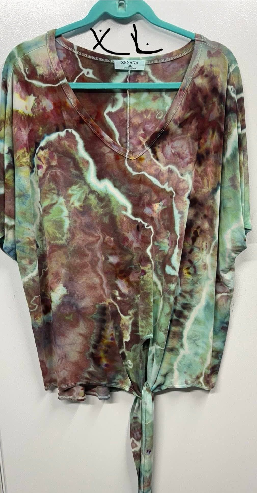 Another XL V Neck Shirt Sleeved Tie Up Blouse