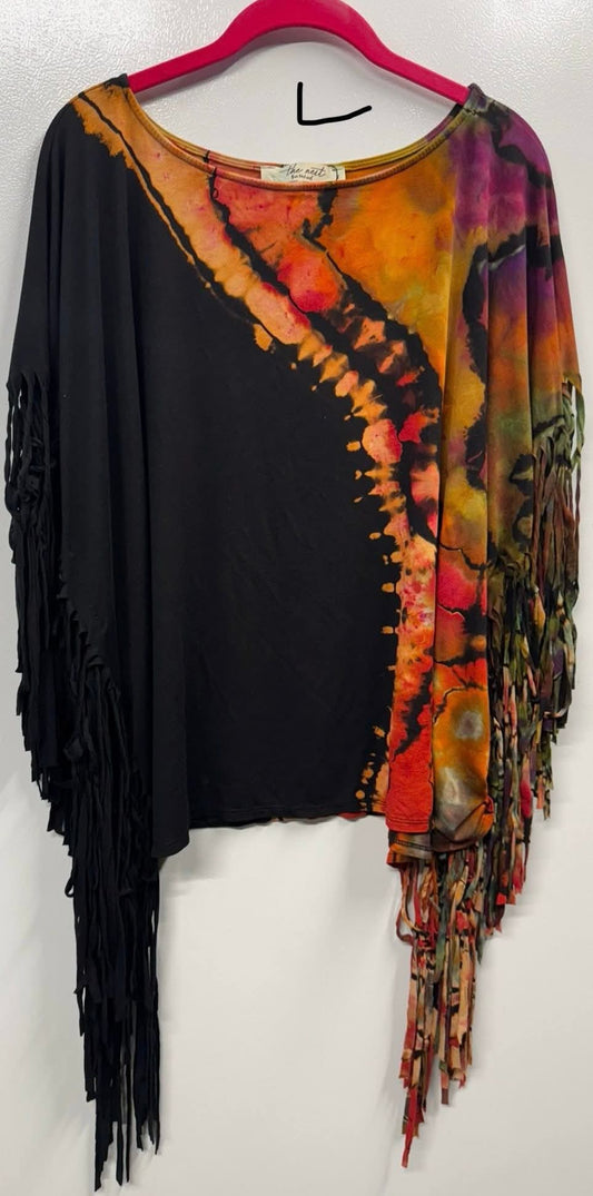 Fringed and Fabulous Tunic reverse ice dyed on one side