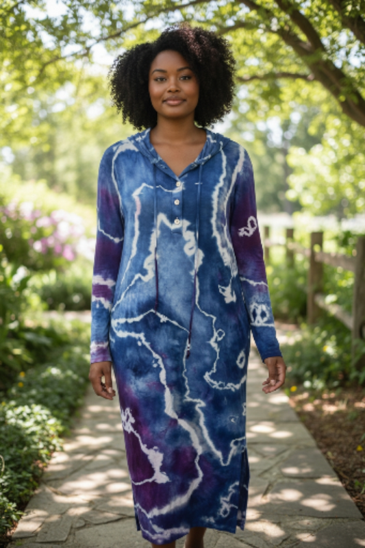 2XL Hoodie Maxi Dress with Long Sleeves
