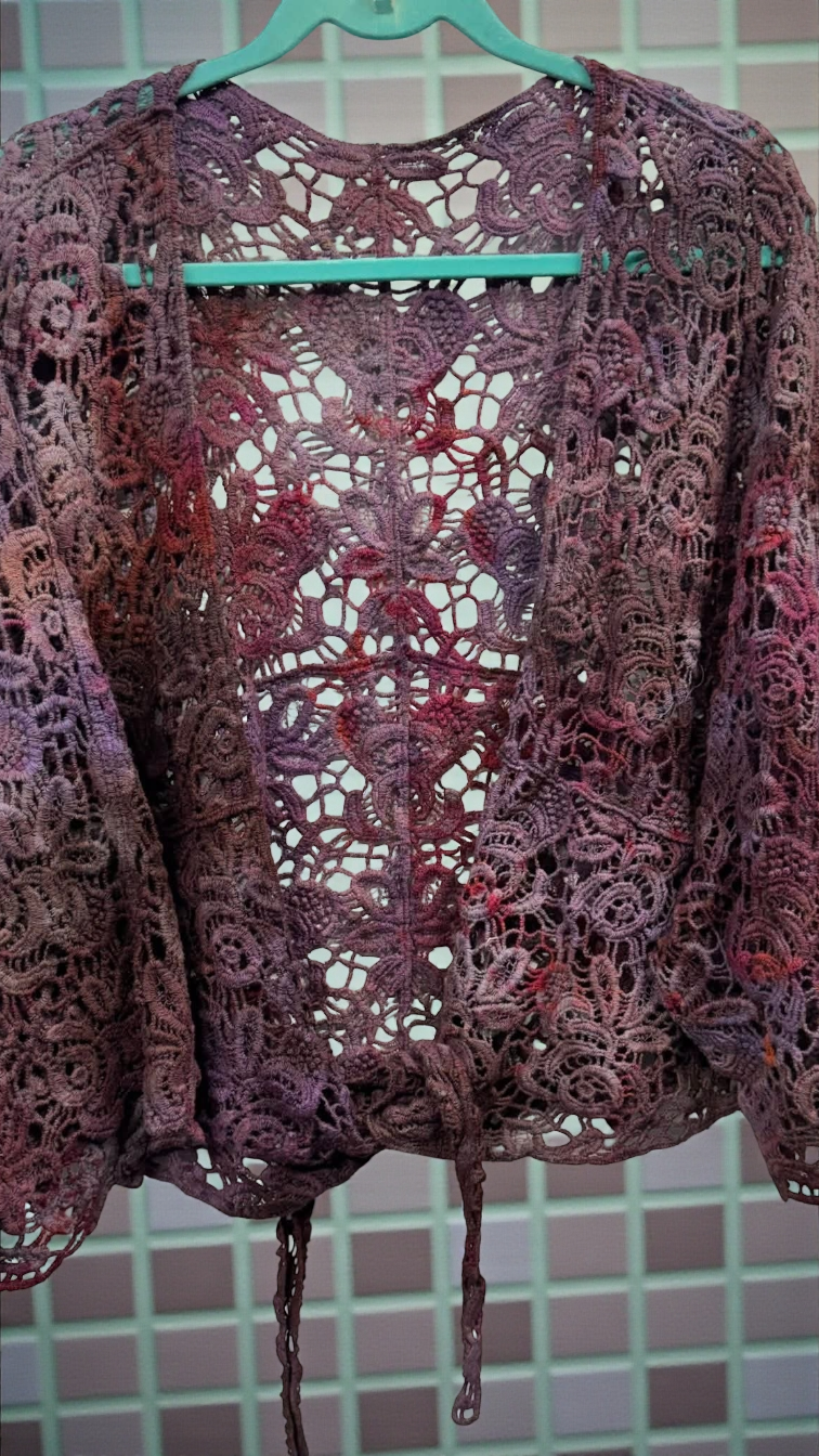 One Size Crocheted Shrug Lavender/Rust