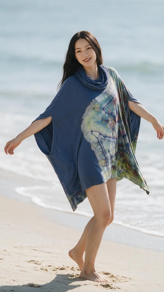 Blue Dream Aysemetrical Cowl Neck Tunic