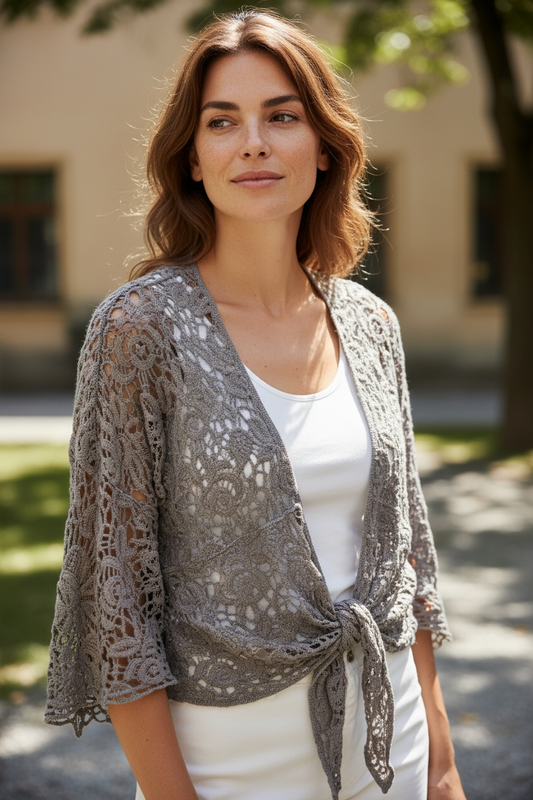 One Size Crocheted Shrug Biege/Tan Tones