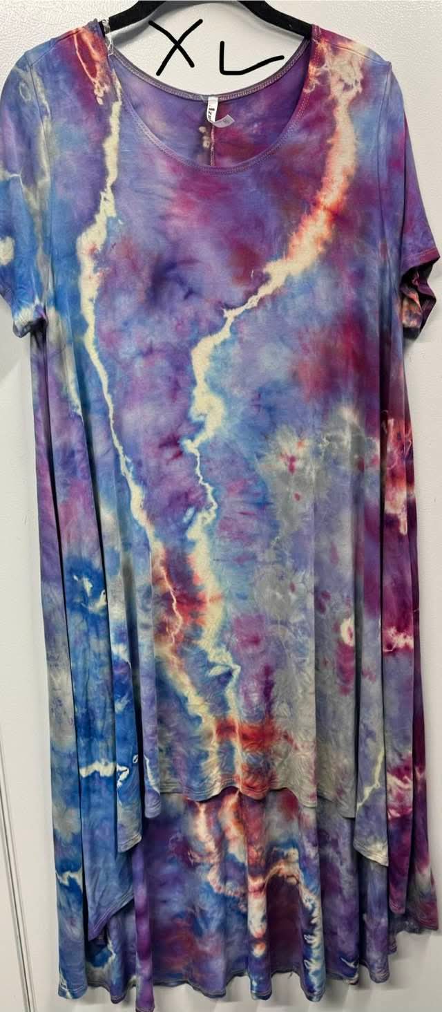 XL High/Low Hem Tunic purple/blue